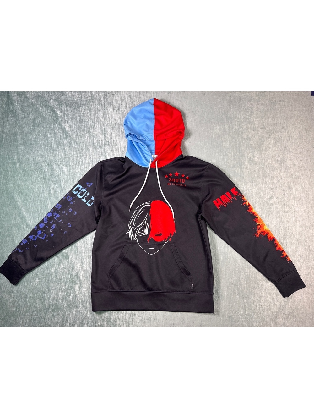 My Hero Academia Shoto Todoroki Half Cold Half Warm Hoodie Size M